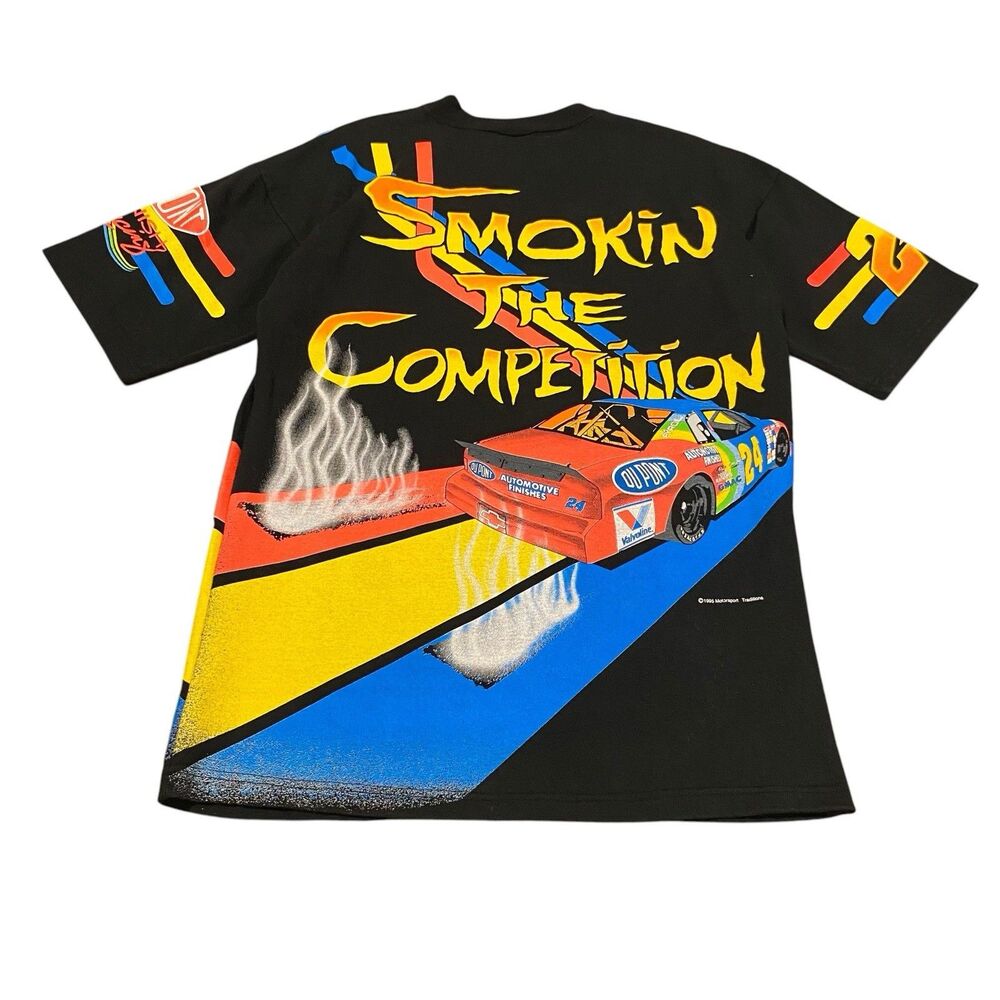 Vintage Jeff Gordon Smokin The Competition 1995 Nascar AOP Shirt L Large 90s